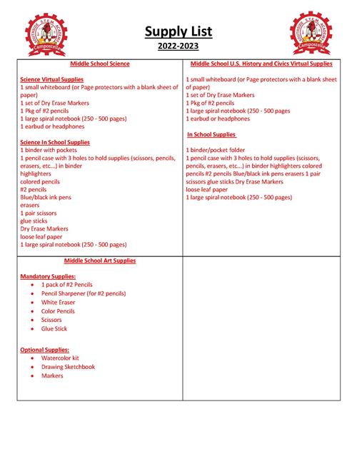 Supply List